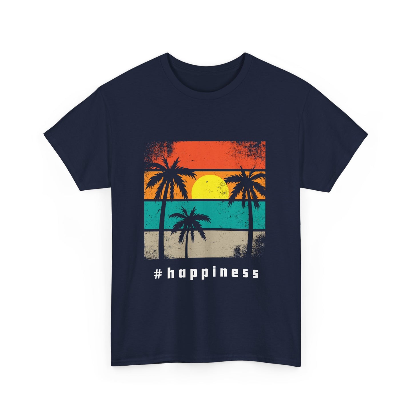 Happiness Vintage Unisex Heavy Cotton Tee, Beach Vibes T-Shirt, Summer Casual Wear, Gift for Relaxation, Fun Graphic Tee