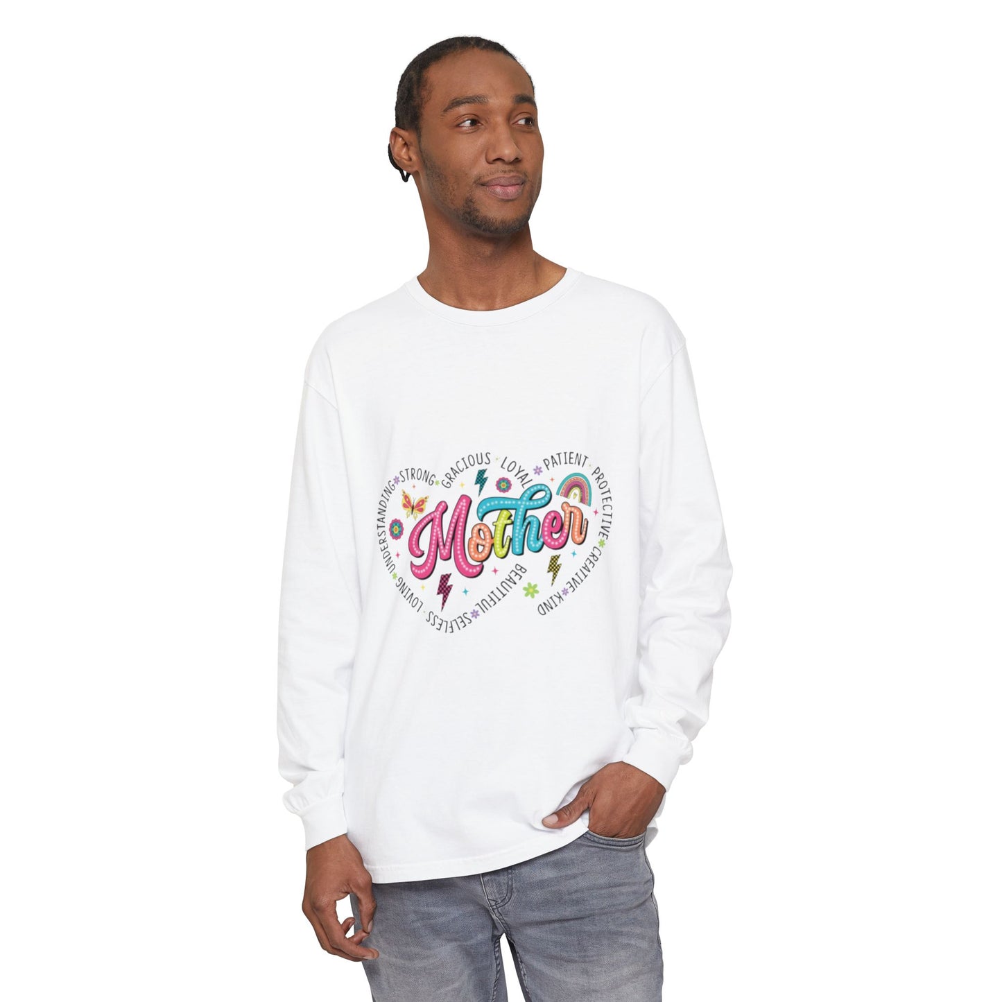 Colorful Mother Long Sleeve T-Shirt, Gift for Mom, Mother's Day Apparel, Mom Life Tee, Cozy Casual Wear, Heartfelt Mom Shirt