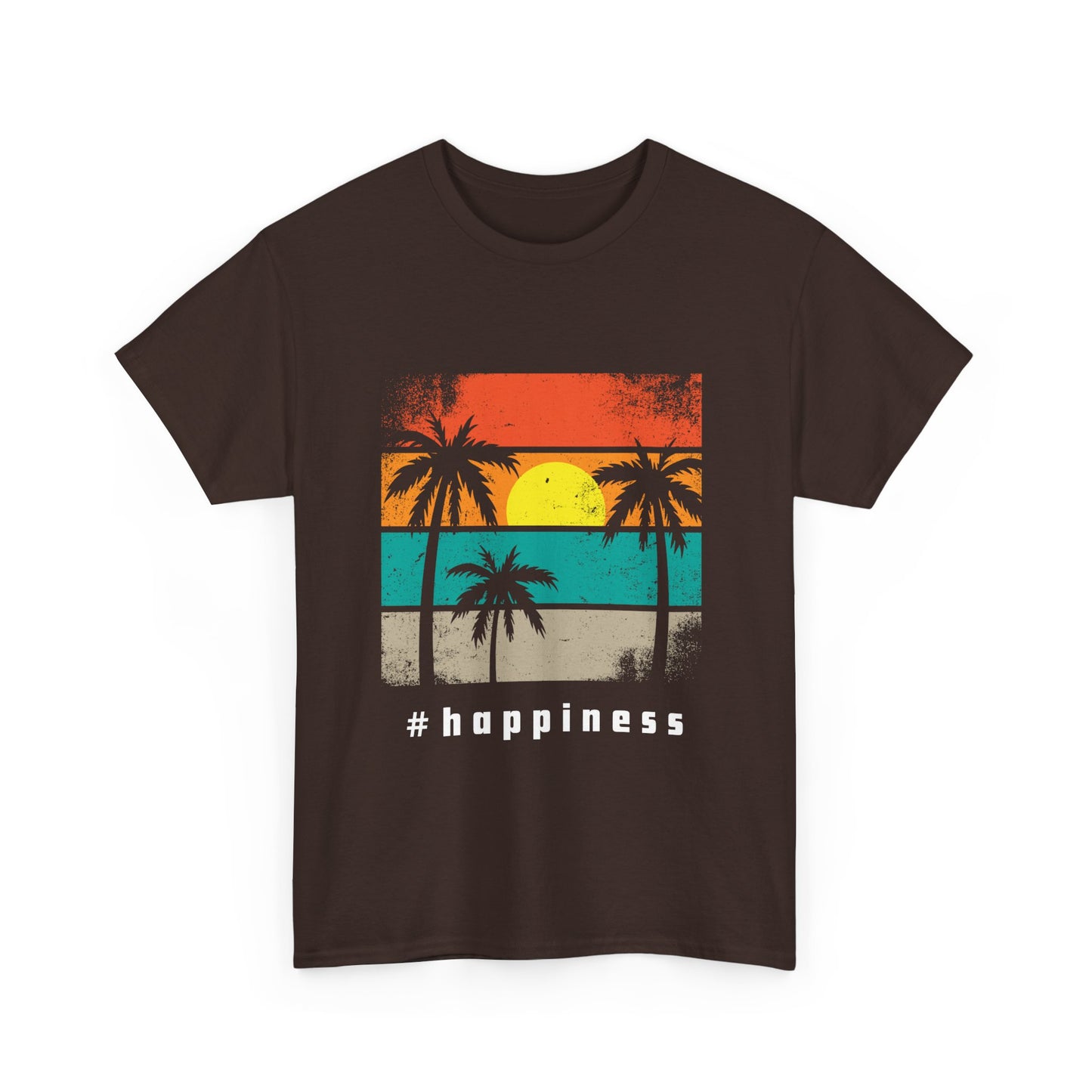 Happiness Vintage Unisex Heavy Cotton Tee, Beach Vibes T-Shirt, Summer Casual Wear, Gift for Relaxation, Fun Graphic Tee