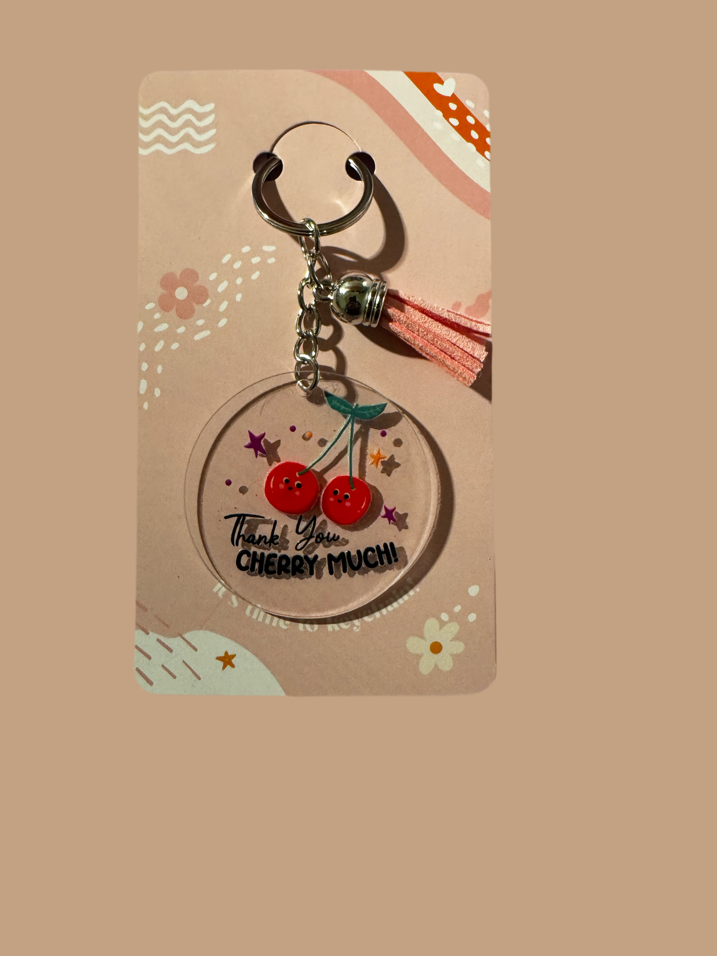 Acrylic round keychains with tassels