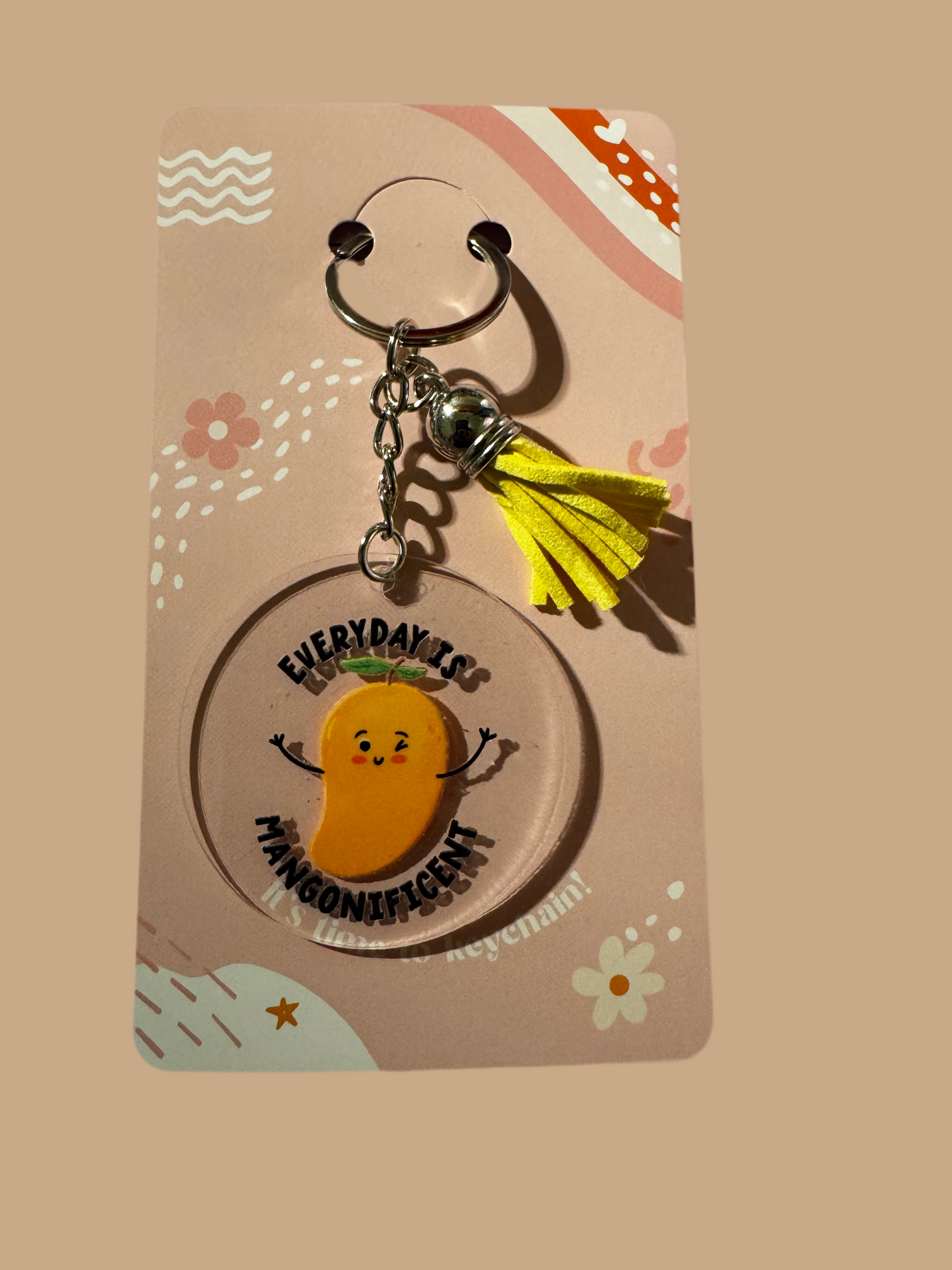 Acrylic round keychains with tassels