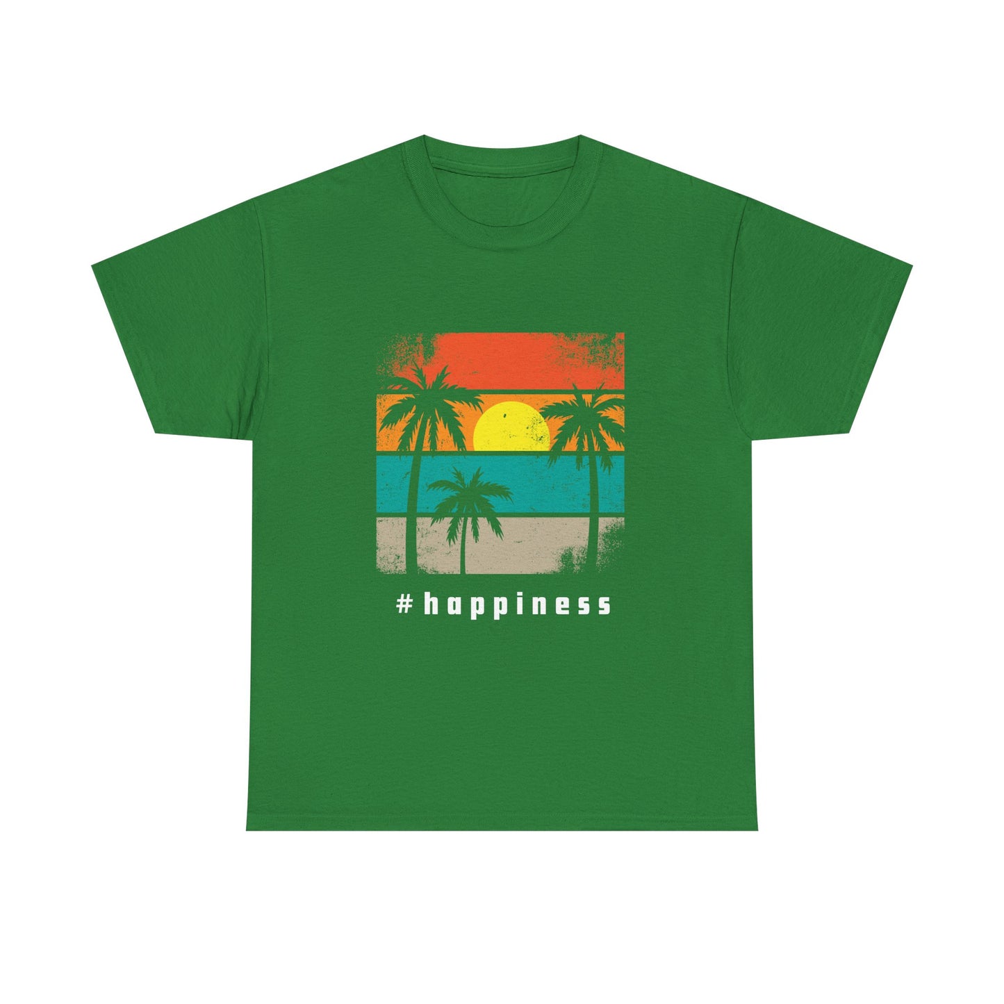 Happiness Vintage Unisex Heavy Cotton Tee, Beach Vibes T-Shirt, Summer Casual Wear, Gift for Relaxation, Fun Graphic Tee