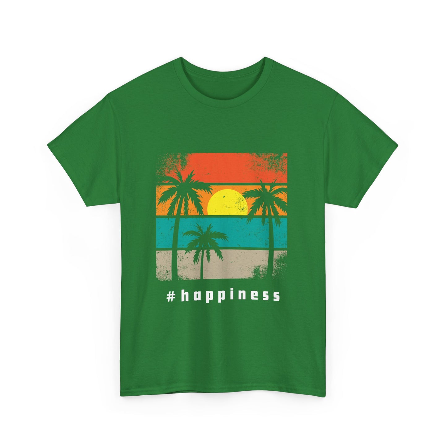 Happiness Vintage Unisex Heavy Cotton Tee, Beach Vibes T-Shirt, Summer Casual Wear, Gift for Relaxation, Fun Graphic Tee