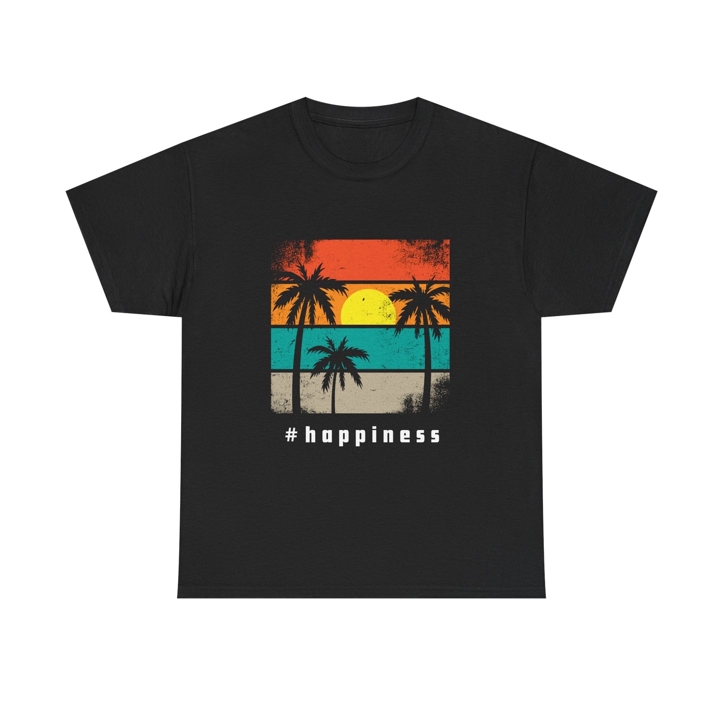 Happiness Vintage Unisex Heavy Cotton Tee, Beach Vibes T-Shirt, Summer Casual Wear, Gift for Relaxation, Fun Graphic Tee