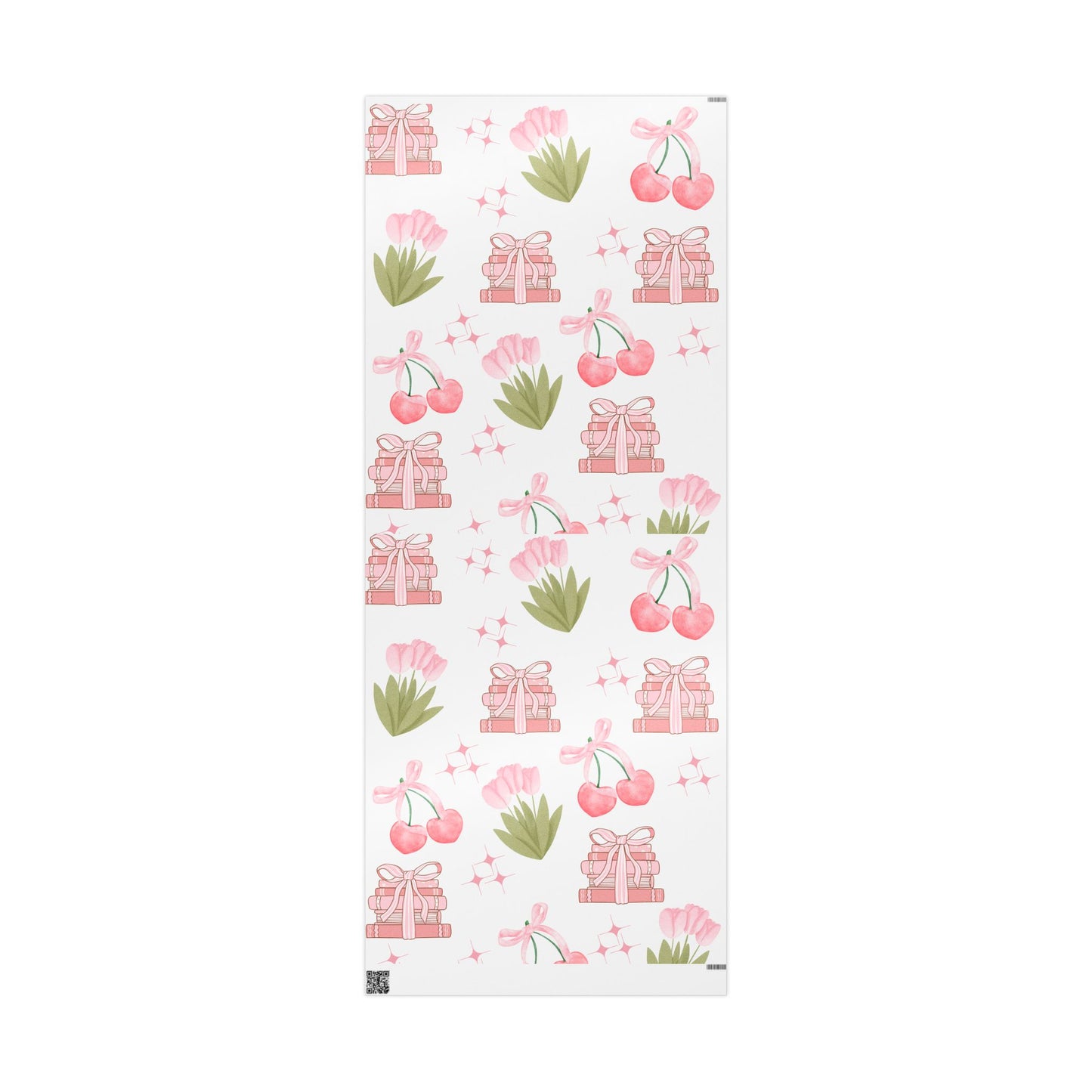 Charming Floral Gift Wrapping Paper - Deluxe Cherry & Book Design