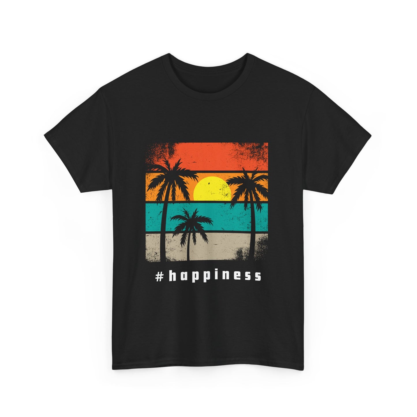 Happiness Vintage Unisex Heavy Cotton Tee, Beach Vibes T-Shirt, Summer Casual Wear, Gift for Relaxation, Fun Graphic Tee
