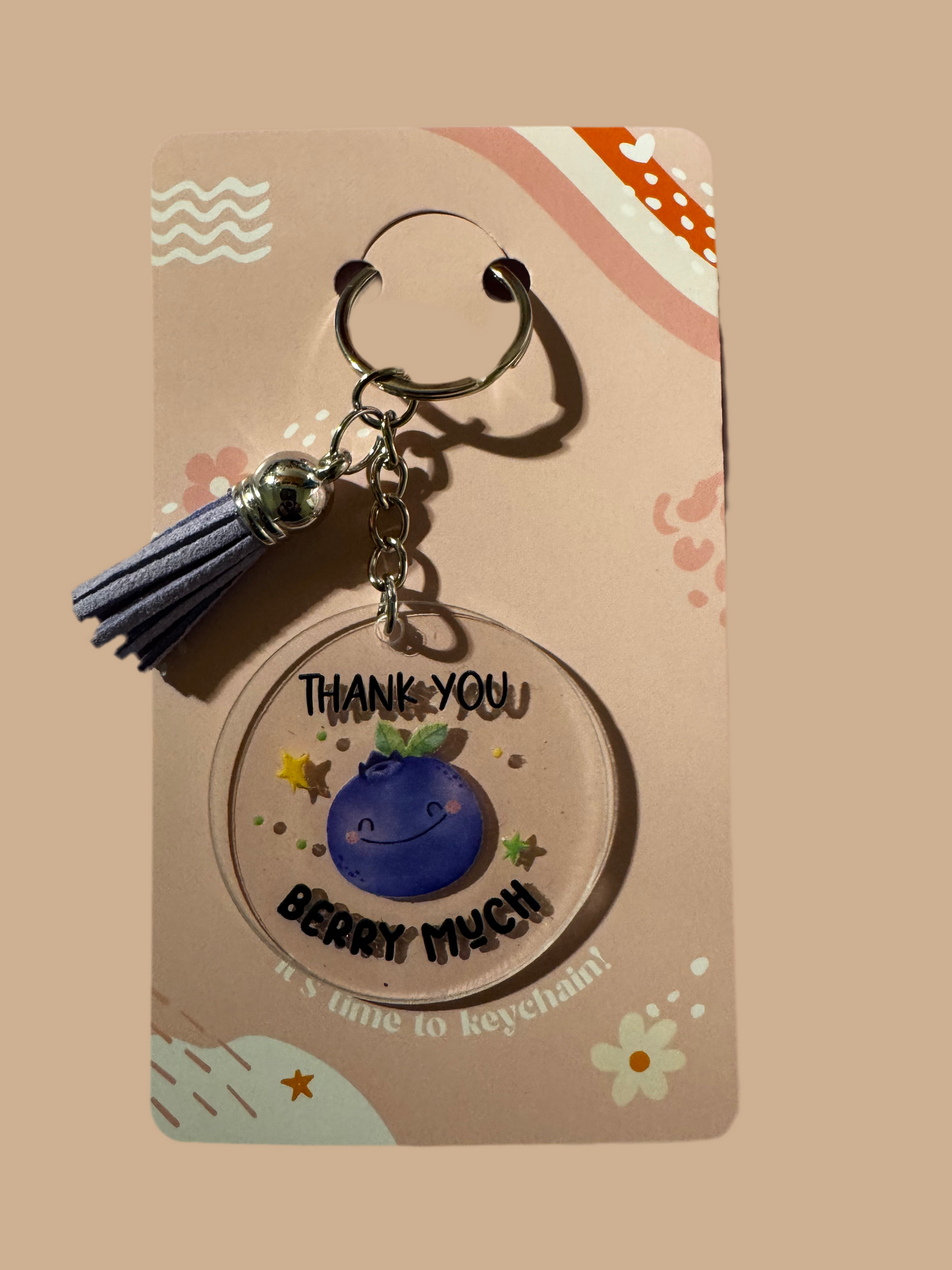 Acrylic round keychains with tassels