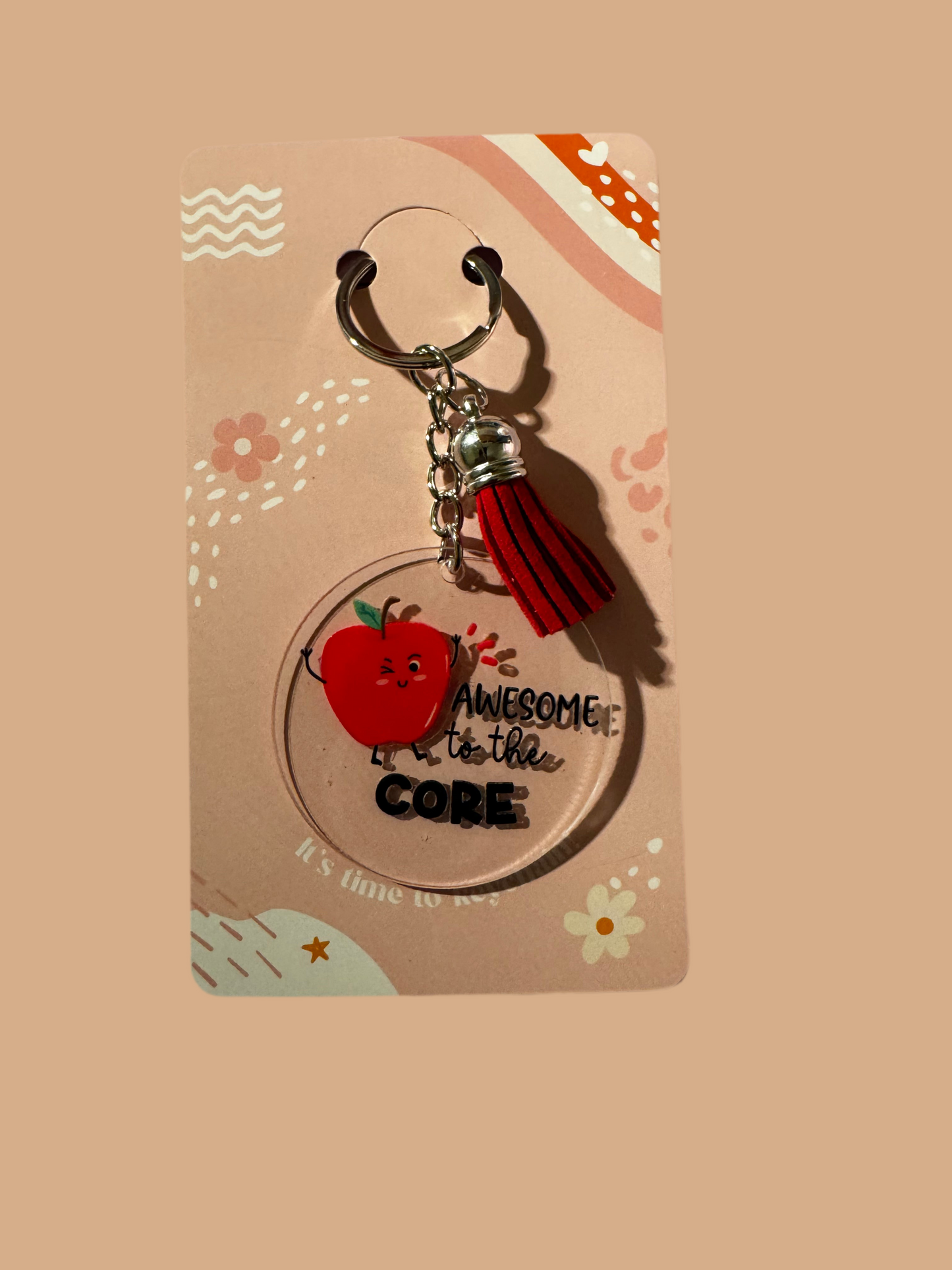 Acrylic round keychains with tassels