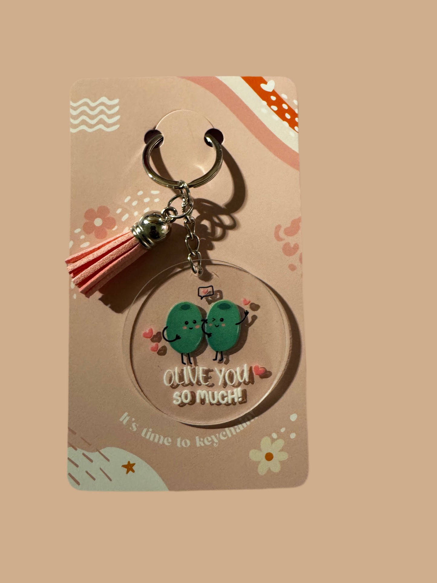 Acrylic round keychains with tassels