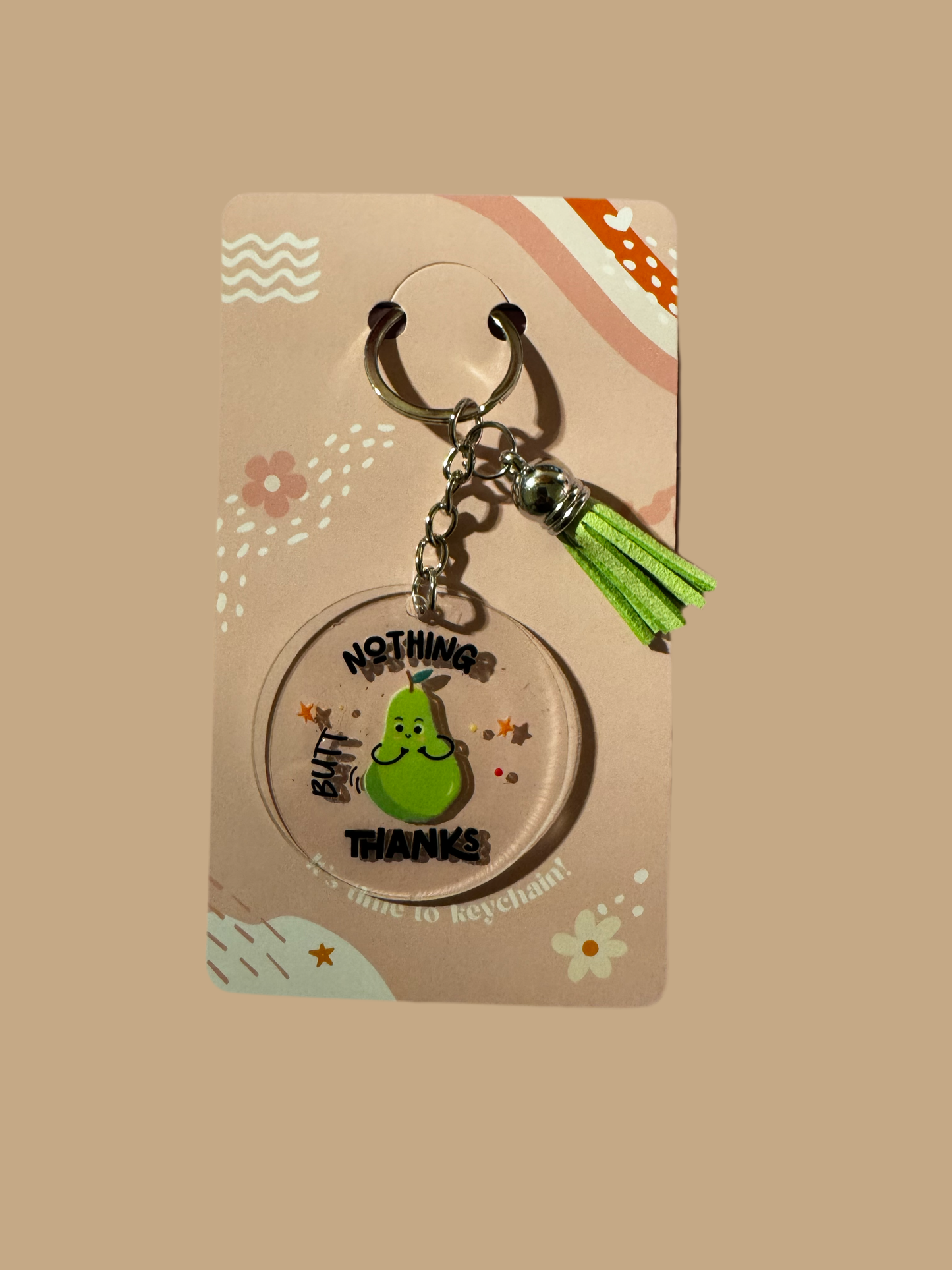 Acrylic round keychains with tassels
