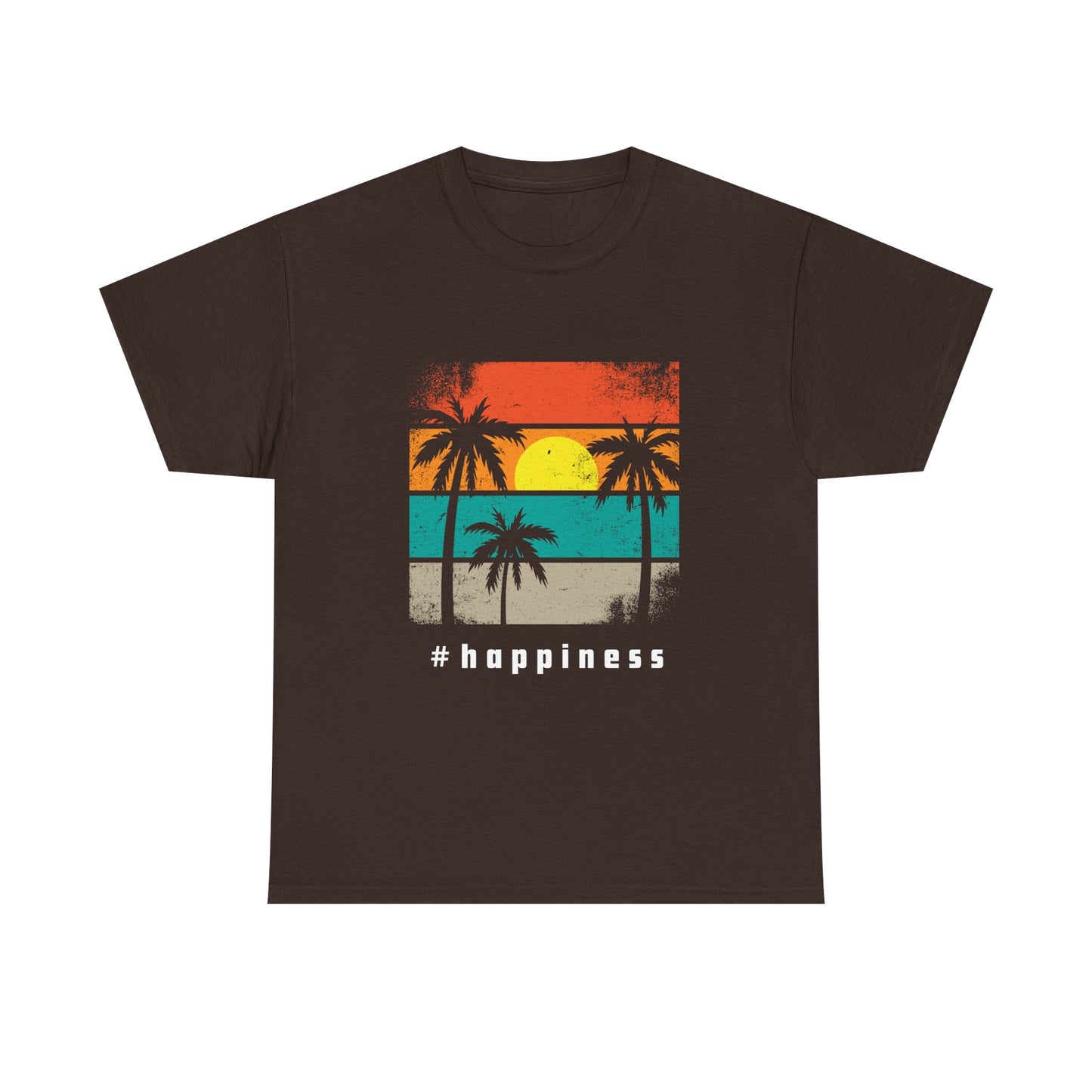 Happiness Vintage Unisex Heavy Cotton Tee, Beach Vibes T-Shirt, Summer Casual Wear, Gift for Relaxation, Fun Graphic Tee