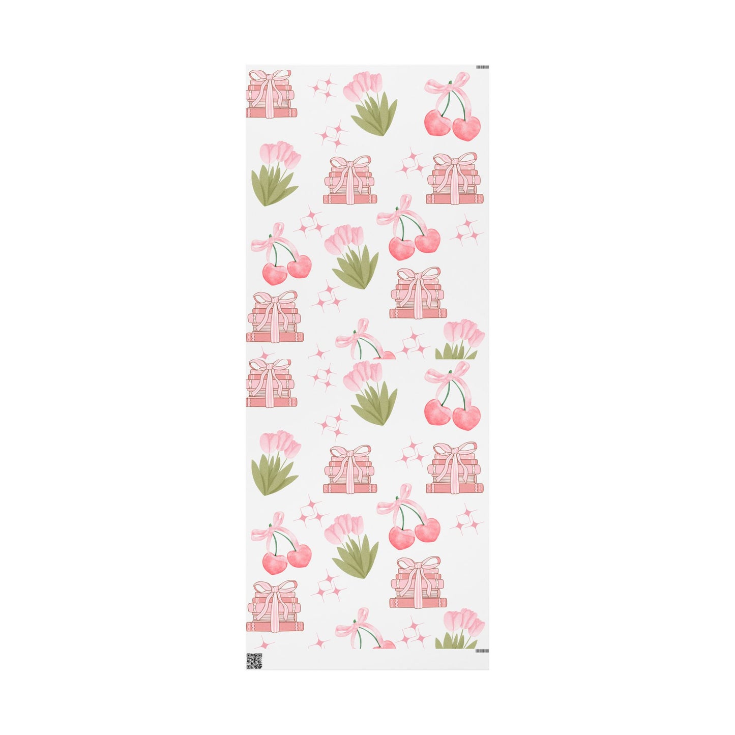 Charming Floral Gift Wrapping Paper - Deluxe Cherry & Book Design