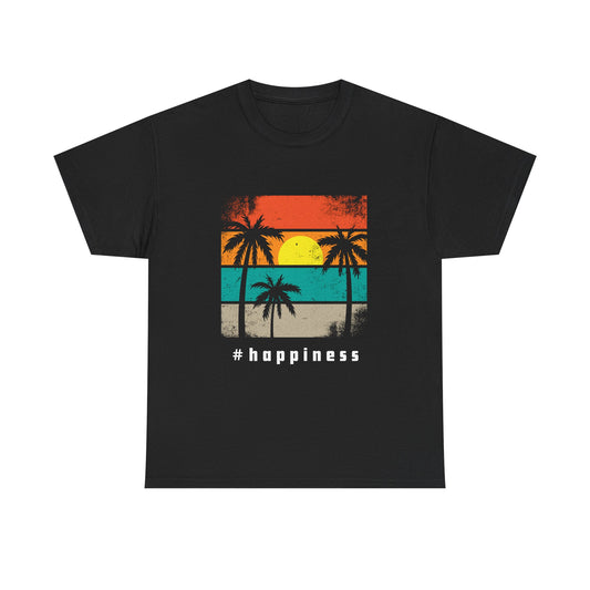 Happiness Vintage Unisex Heavy Cotton Tee, Beach Vibes T-Shirt, Summer Casual Wear, Gift for Relaxation, Fun Graphic Tee