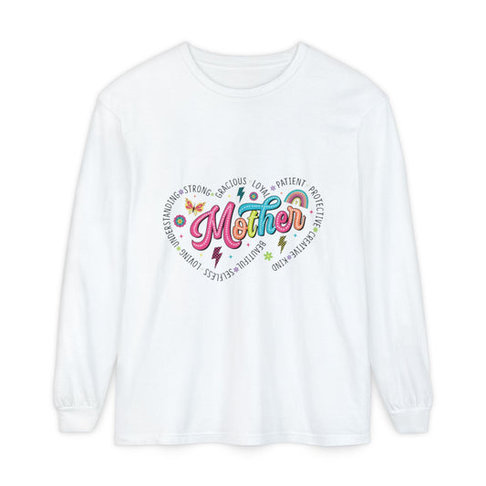 Colorful Mother Long Sleeve T-Shirt, Gift for Mom, Mother's Day Apparel, Mom Life Tee, Cozy Casual Wear, Heartfelt Mom Shirt