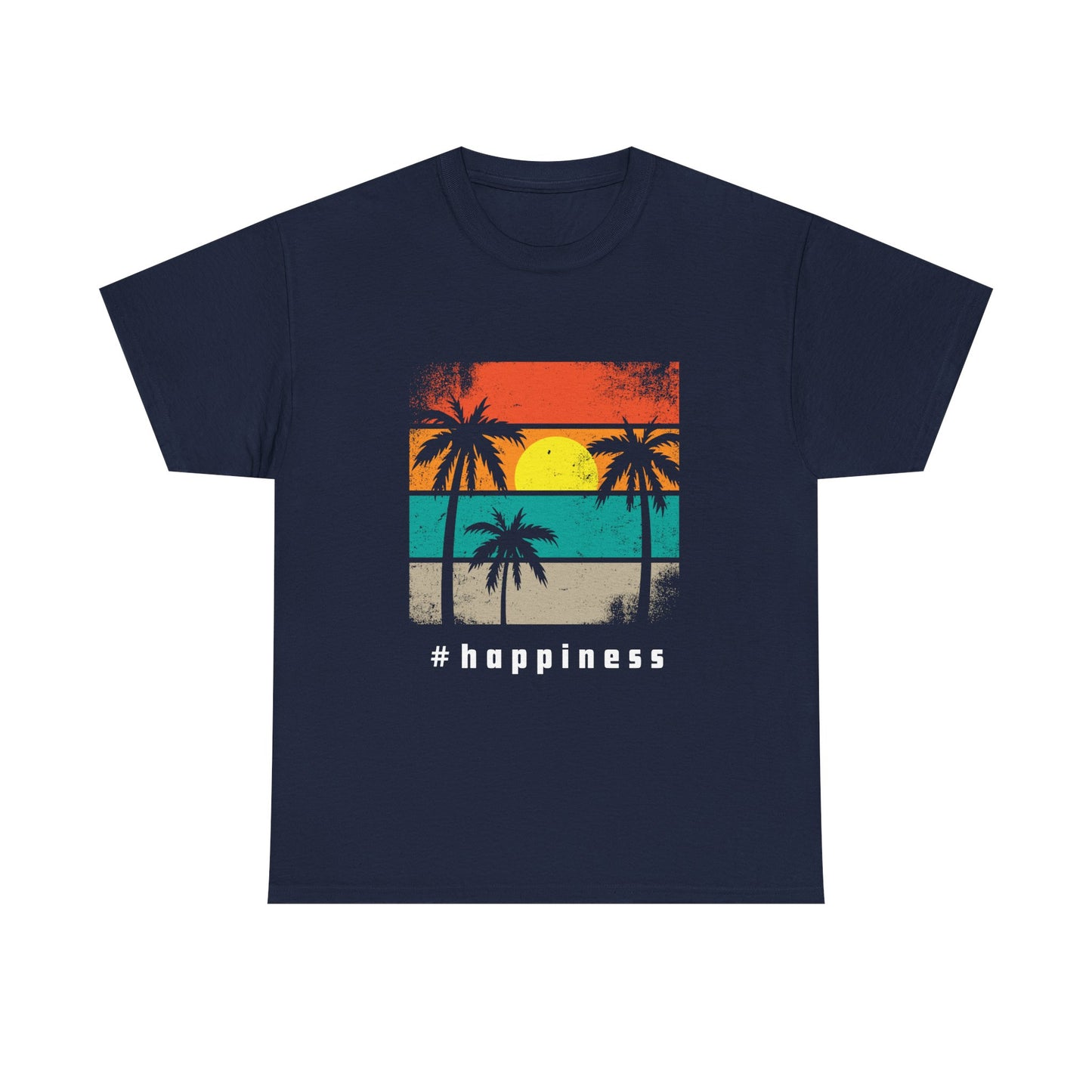 Happiness Vintage Unisex Heavy Cotton Tee, Beach Vibes T-Shirt, Summer Casual Wear, Gift for Relaxation, Fun Graphic Tee